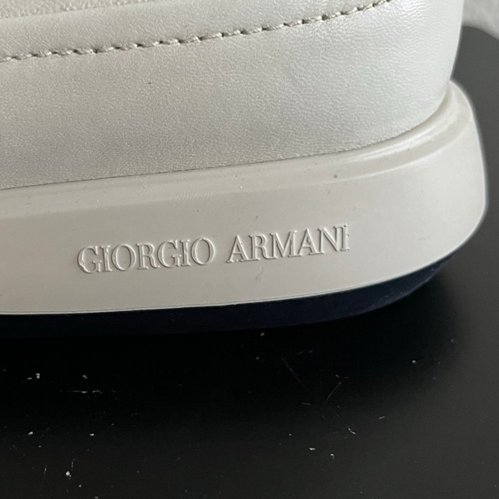 NIB Giorgio Armani Men's White Leather Casual Shoes Sneakers Sz 11 Style X2C621 - Picture 7 of 15
